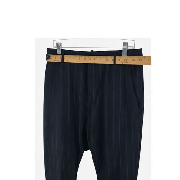 Nili Lotan 4 Drop Crotch $495 Paris Pants Pinstripe Virgin Wool Crop Black NWT! - Picture 6 of 7